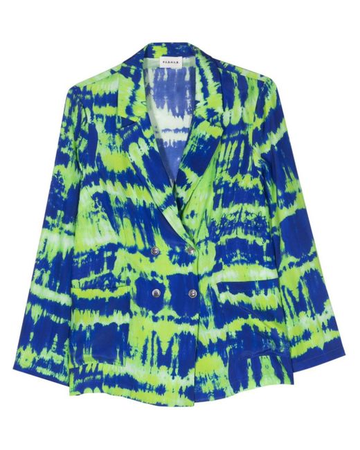 P.A.R.O.S.H. Blue Tie-dye Double-breasted Blazer