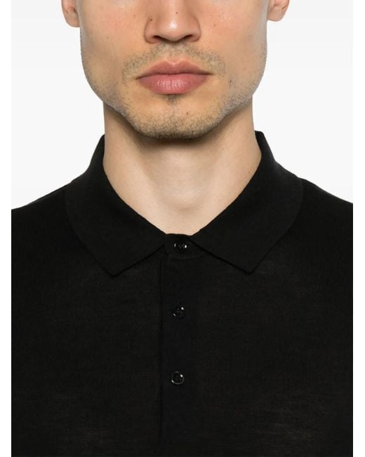 Kangra Fein Gestricktes Poloshirt in Black für Herren