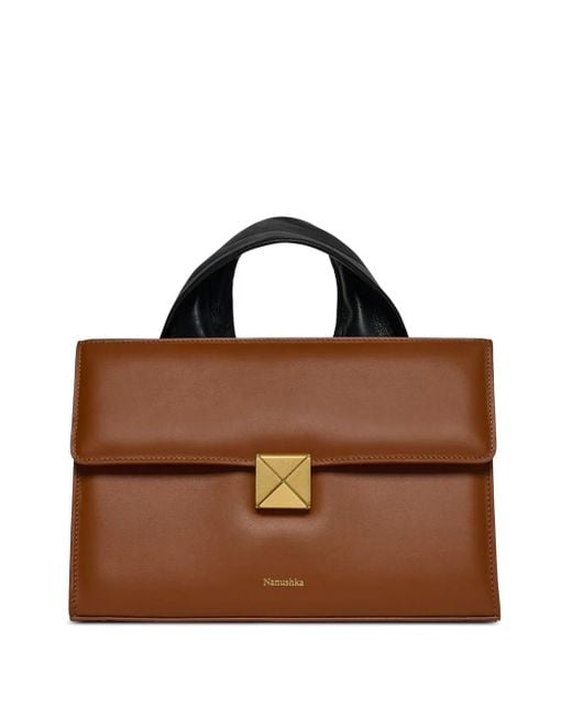 Nanushka Brown Logo-Stamp Tote Bag