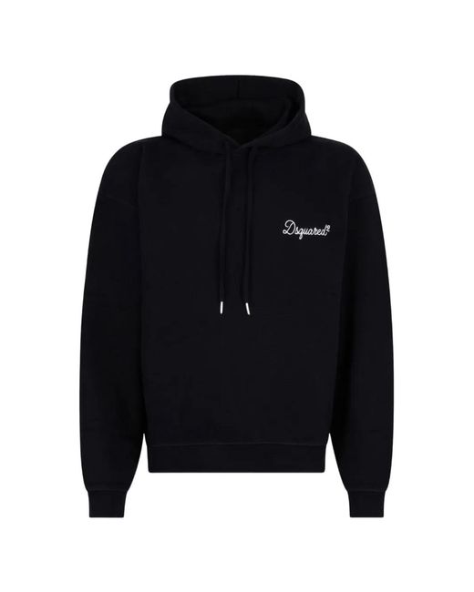 DSquared² Black Logo-Print Drawstring Hoodie for men