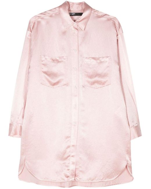 Bimba Y Lola Pink Button-up Satin Shirt