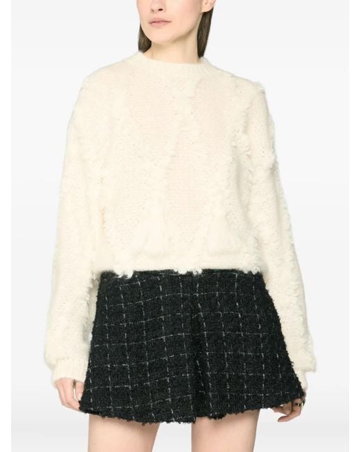 Genny White Textured Pom-Pom Sweater