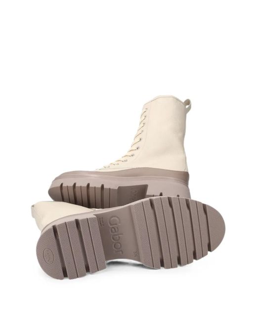 Gabor Natural Lace-Up Platform Boots