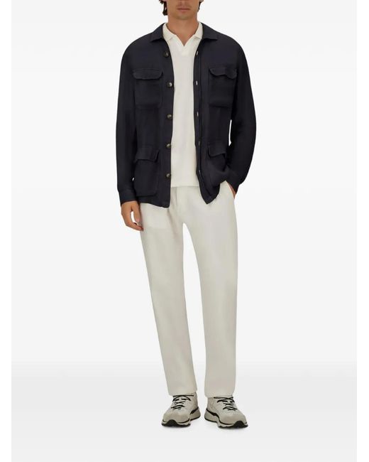 Herno Blue Linen Field Jacket for men