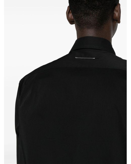 MM6 by Maison Martin Margiela Black Pointed-collar Long-sleeves Shirt for men