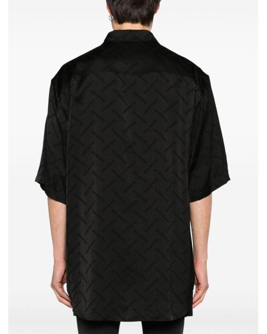 Balenciaga Black Logo-jacquard Satin Shirt for men