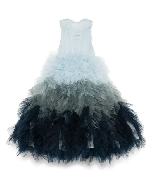 Ana Radu Blue Gradient-Effect Tulle Gown
