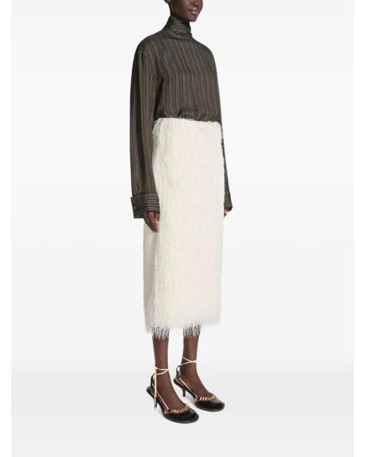 Dries Van Noten White Fringed Skirt