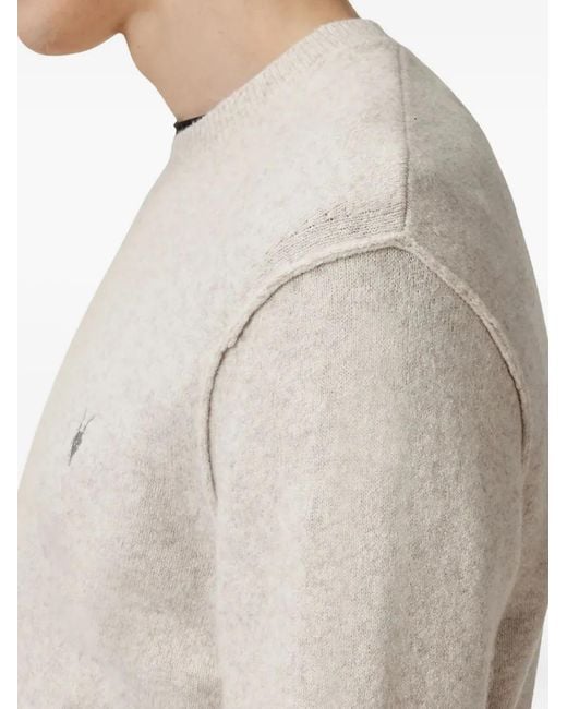 AllSaints White Logo-Embroidered Crew-Neck Jumper for men