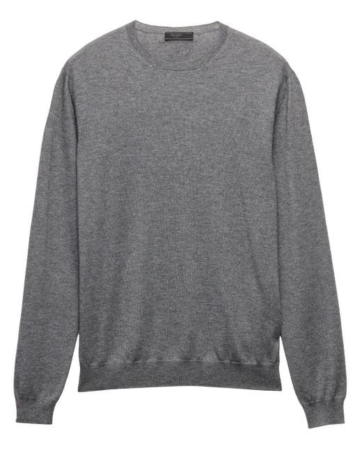 Prada Gray Crew-Neck Sweater for men