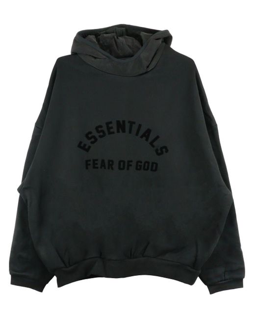 Fear Of God Black Logo-print Cotton-blend Hoodie for men