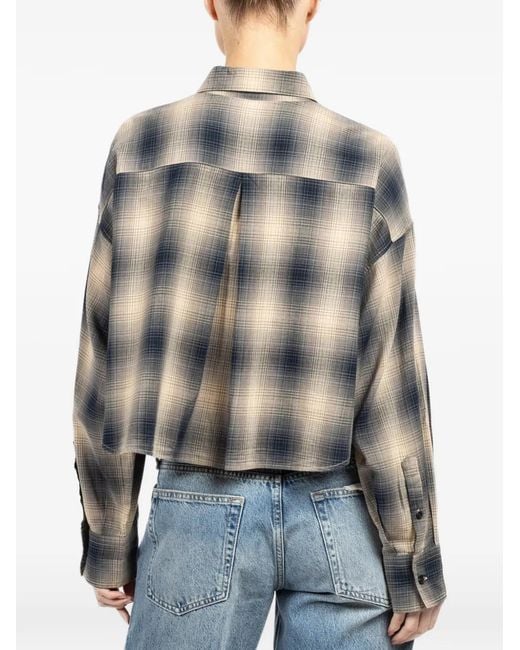 Rag & Bone Gray Chemise Crop À Carreaux
