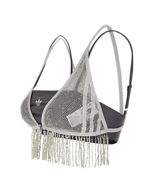 Adidas White Sequin Fringed Set Top