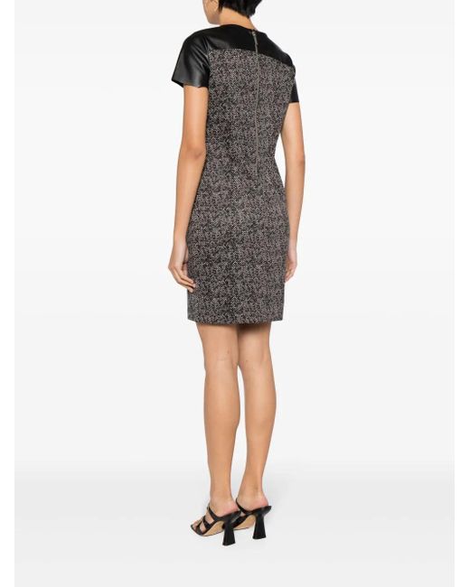 Michael Kors Black Panelled Faux-Leather Minidress