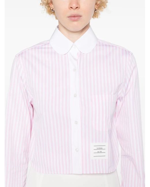 Thom Browne レディース ホワイト ストライプ クロップド シャツ