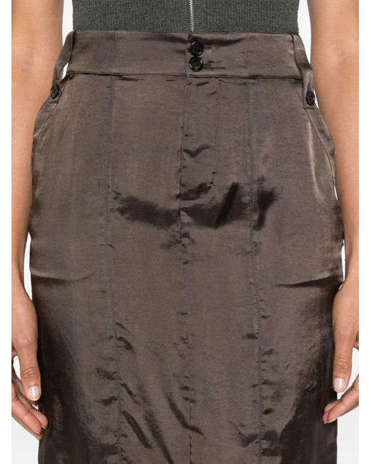 Saint Laurent Brown Button-Up Satin Miniskirt