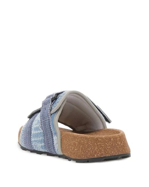 Flower Mountain Blue Niwa Jacquard Flat Sandals