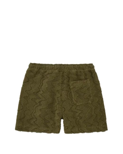 Oas Green Jacquard-Knit Drawstring Shorts for men