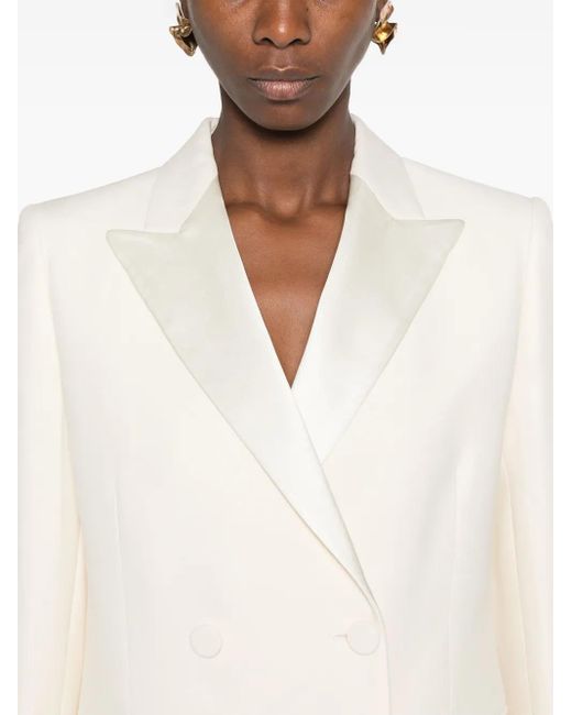 Fabiana Filippi Natural Double-Breasted Crepe Blazer