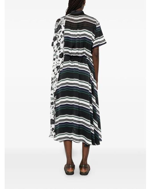 Sacai White Floral-Print Midi Dress