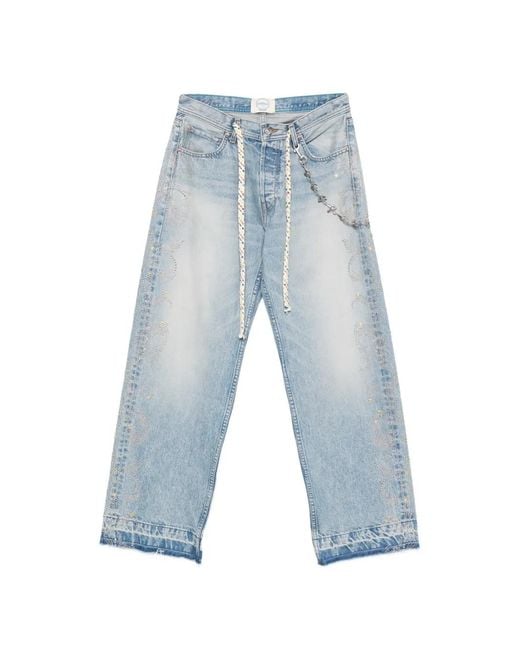 ERCOLE STUDIO Blue Embellished-Detail Frayed Jeans for men