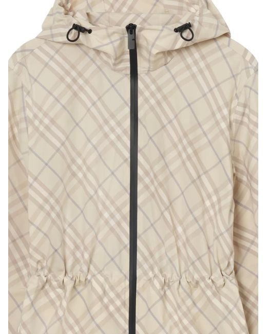 Burberry White Veste Légère À Carreaux