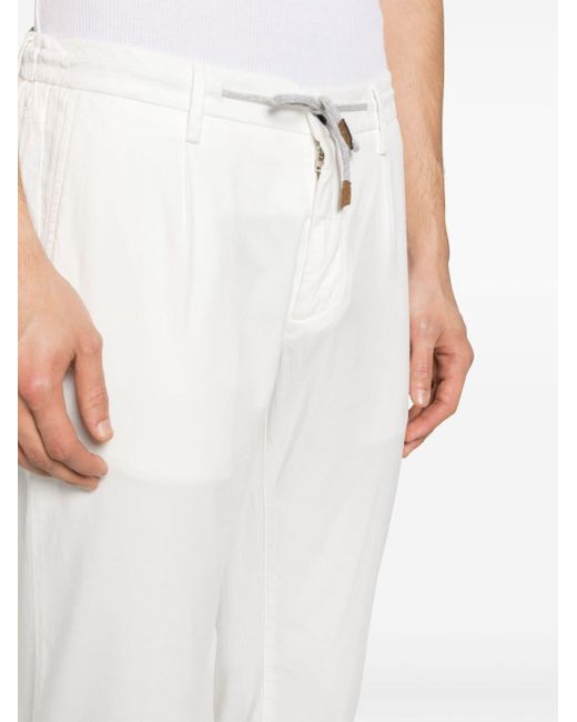 Eleventy White Twill Tapered-leg Trousers for men