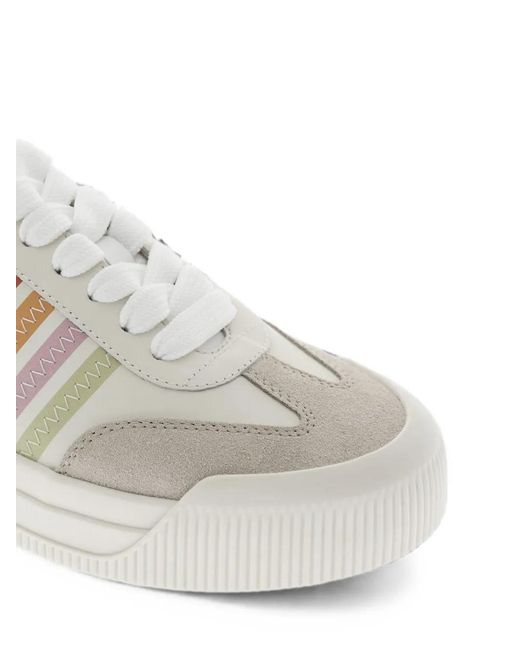 DSquared² White New Jersey Striped Leather Sneakers