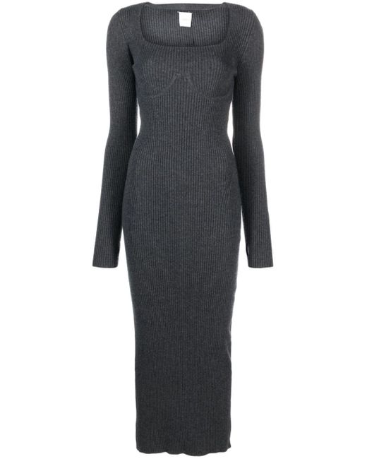 Patou Black Long-sleeve Knitted Dress