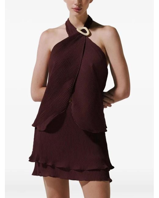 Baobab Purple Lira Pleated Asymmetrical Top