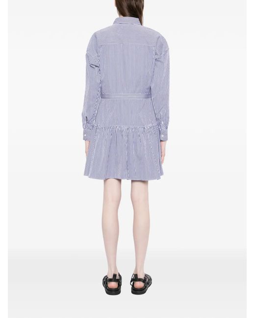Polo Ralph Lauren Purple Striped Ruffle Midi Shirt Dress