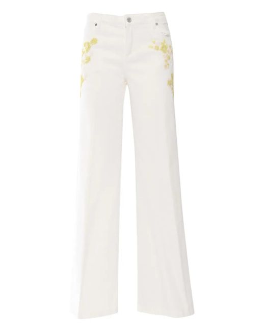 Ermanno Scervino White Sequin-Embellished Flared Trousers