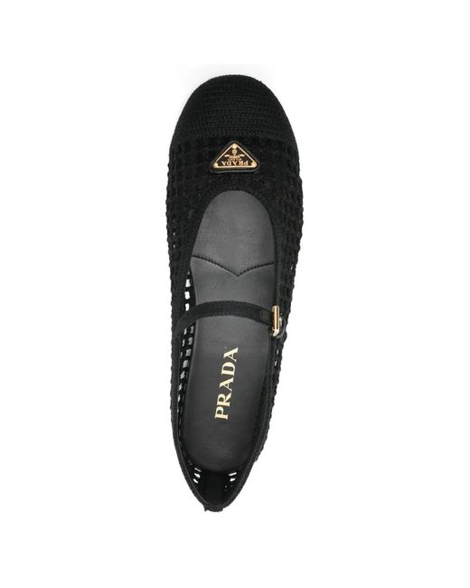 Prada White Openwork Ballet Flats