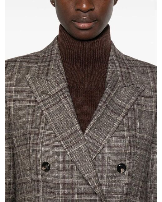 Tagliatore Brown Prince Of Wales Check Double-Breasted Jacket