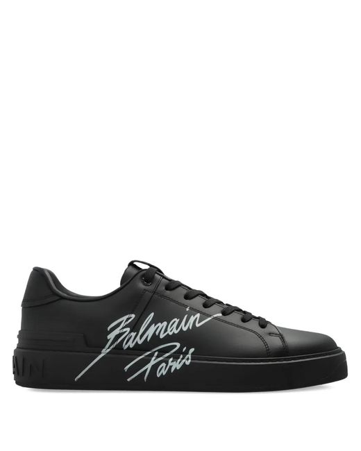 Balmain Black Leather Sneakers for men