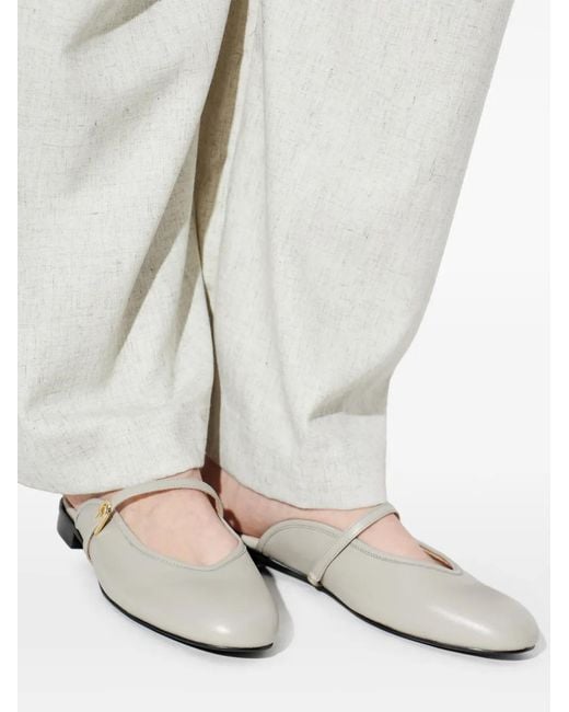 Furla White Etoile Strap-Detail Leather Mules