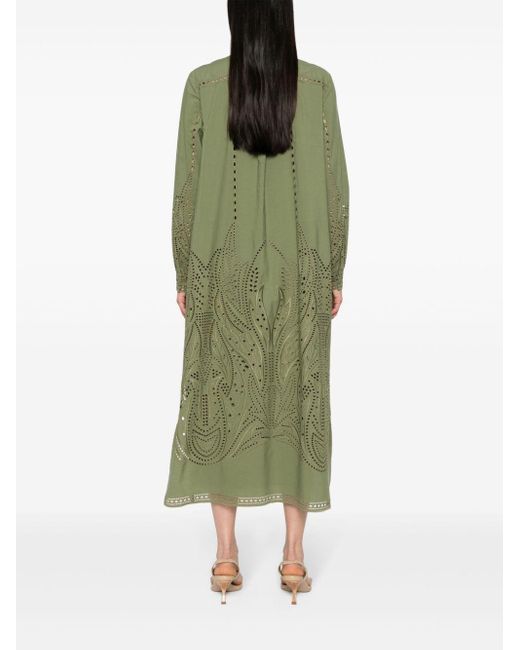 Robe en popeline à découpes Alberta Ferretti en coloris Green