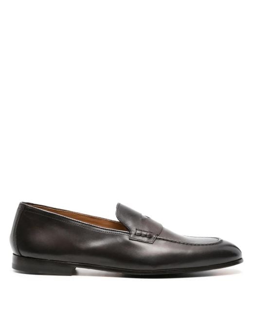Doucal's Gray Penny-Slot Patent Leather Loafers for men