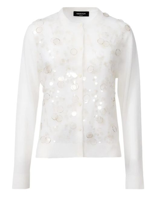 Fabiana Filippi White Sequin-Embellished Cardigan