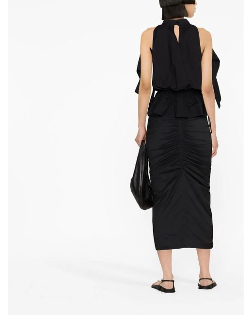 Philosophy Di Lorenzo Serafini Black Gathered Detailing Midi Skirt