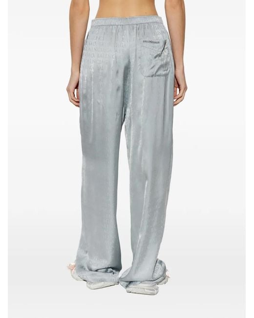 Balenciaga Gray Logo-Print Trousers
