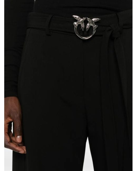 Pinko Black Love Birds-Buckle Trousers