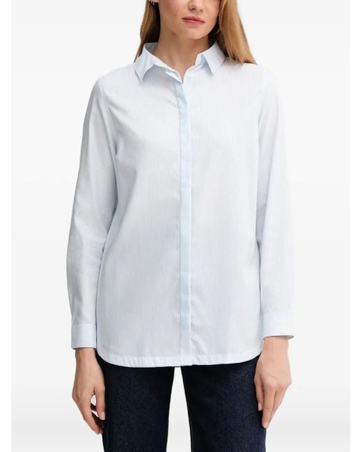 Barbour White Striped Collared Top