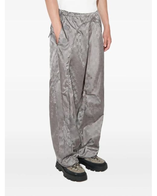 M I S B H V Gray Monogram-Patterned Trousers for men