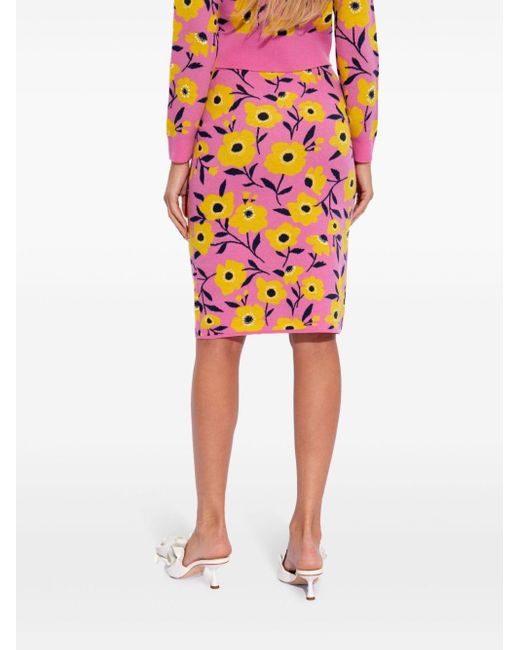 Kate Spade Pink Sunshine Floral Knitted Pencil Skirt