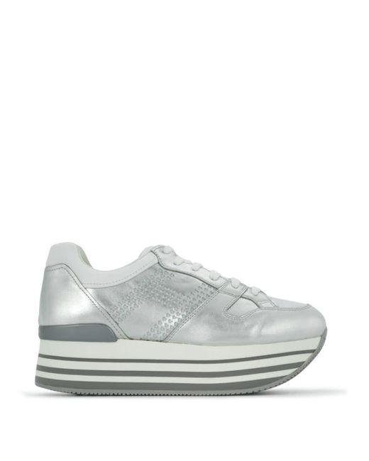 Hogan Metallic Platform Lace-up Sneakers
