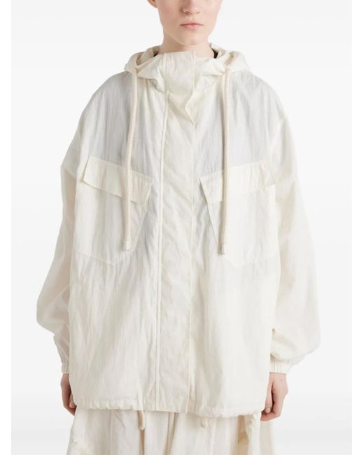 Prada White Blousonjacke Aus Technischem Pongé