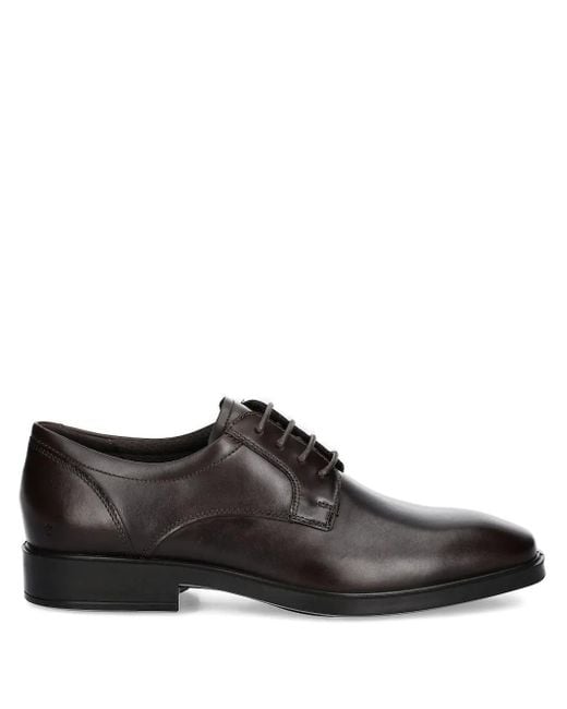 Ecco Brown Leather Lace-Up Derby Shoes for men