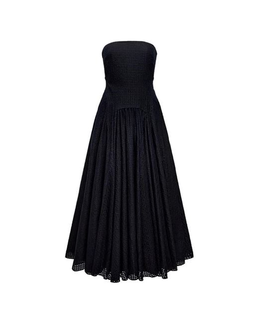 Another Tomorrow Blue Gingham-Check Strapless Dress
