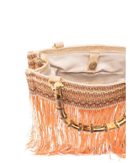 La Milanesa Pink Small Orchidea Bamboo-Handle Tote Bag